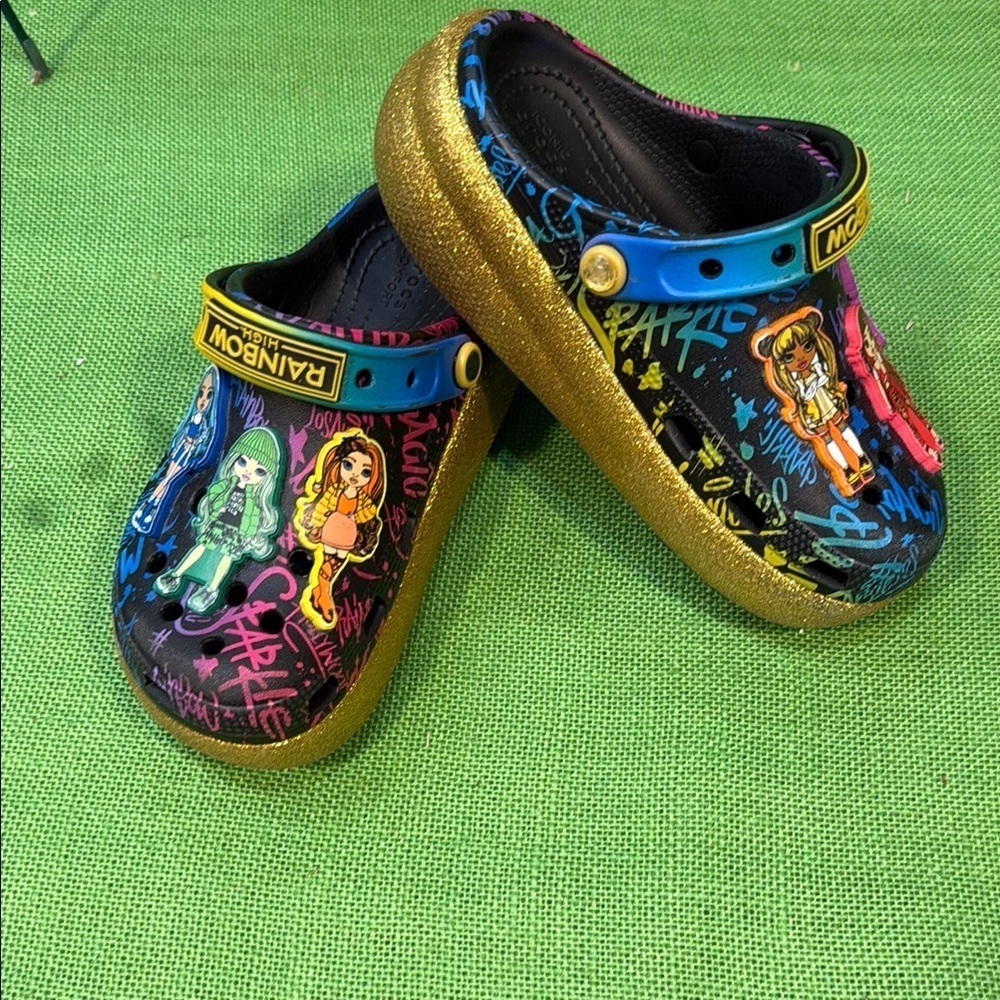 RARE Colorful Kids Crocs Rainbow High Cutie Crush Clogs size 2J